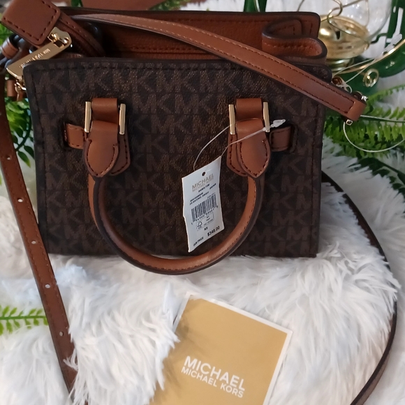 FIRM...NWT Authentic MICHAEL KORS HAMILTON XS SATCHEL CROSSBODY BROWN PRICE FIRM - Picture 3 of 9